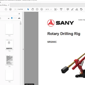 Sany SR200C Rotary Drilling Rig Safety, Operation & Maintenance Manual - PDF