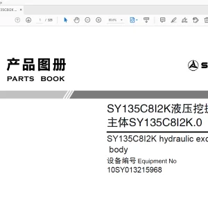 Sany SY135C8I2K Hydraulic Excavator Body Parts Manual - PDF