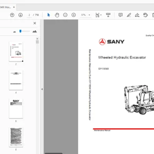 Sany SY155W Wheeled Hydraulic Excavator Maintenance Manual 20200110 - PDF