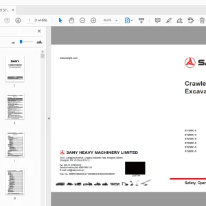 Sany SY195C-9 SY205C-9 SY215C-9 SY225C-9 SY235C-9 SY265C-9 Safety, Operation and Maintenance Manual - PDF