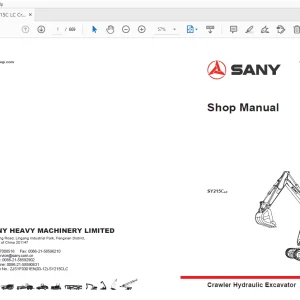 Sany SY215C/LC Crawler Hydraulic Excavator Service Manual - PDF
