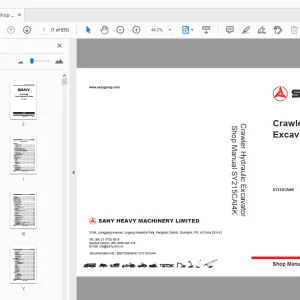 Sany SY215CA14K Crawler Hydraulic Excavator Service Manual - PDF
