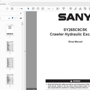Sany SY265C9C5K Crawler Hydraulic Excavator Service Manual - PDF