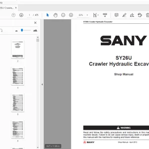 Sany SY26U Crawler Hydraulic Excavator Service Manual - PDF