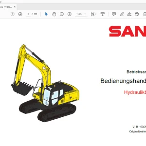 Sany SY335 Hydraulikbagger Betriebsanleitung Bedienungshandbuch - PDF
