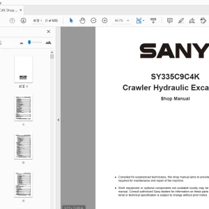 Sany SY335C9C4K Crawler Hydraulic Excavator Service Manual - PDF