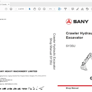 Sany SY35U Crawler Hydraulic Excavator Service Manual - PDF