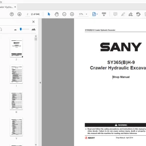 Sany SY365(B)H-9 Crawler Hydraulic Excavator Service Manual - PDF