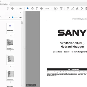 Sany SY365C9C5K(EU) Hydraulikbagger Sicherheits-, Betriebs und Wartungshandbuch - PDF