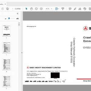 Sany SY50U Crawler Hydraulic Excavator Service Manual - PDF