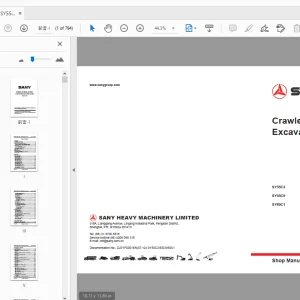 Sany SY55C3 SY55C9 SY60C1 Crawler Hydraulic Excavator Service Manual - PDF