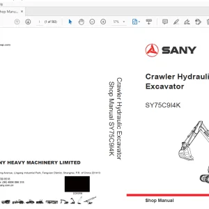 Sany SY75C9I4K Crawler Hydraulic Excavator Service Manual - PDF