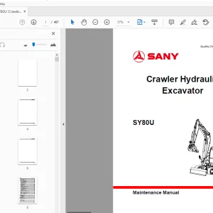 Sany SY80U Crawler Hydraulic Excavator Maintenance Manual - PDF