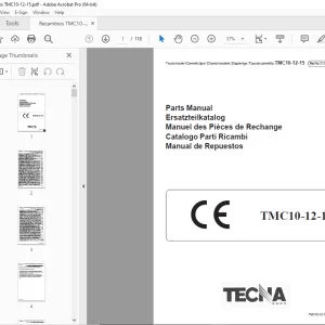 TECNA Forklift TMC10-12-15 Parts Manual PN S71113200014 PDF