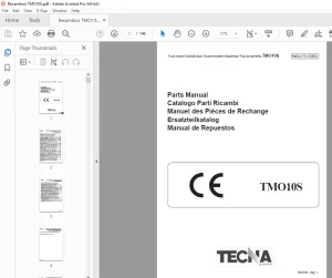 TECNA Forklift TMO10S Parts Manual PN S71113200021 - PDF DOWNLOAD