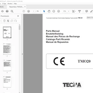 TECNA Forklift TMO20 Parts Manual PN S71113200003 - PDF DOWNLOAD