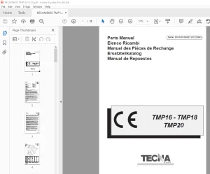TECNA Forklift TMP16 TMP18 TMP20 Parts Manual PN S01145100002 PDF