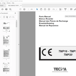 TECNA Forklift TMP16 TMP18 TMP20 Parts Manual PN S01145100002 PDF