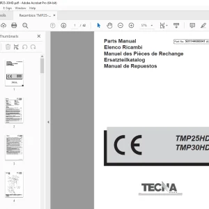 TECNA Forklift TMP25HD TMP30HD Parts Manual PN S01144660041 PDF