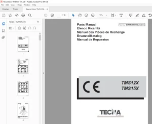 TECNA Forklift TMS12X TMS15X Parts Manual PN S01145310002 PDF