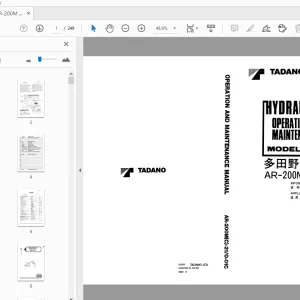 Tadano AR-200M Hydraulic Crane Operation & Maintenance Manual - PDF