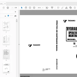 Tadano AR-200M Hydraulic Crane Operation & Maintenance Manual - PDF