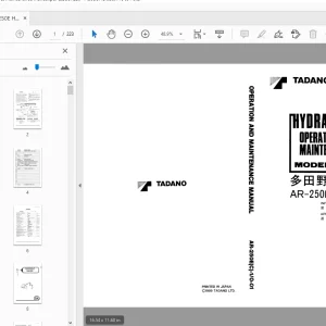 Tadano AR-250E Hydraulic Crane Operation & Maintenance Manual - PDF