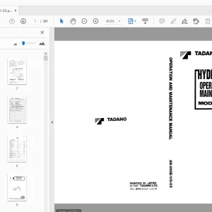 Operation & Maintenance Manual for Tadano AR-300E Hydraulic Crane PDF