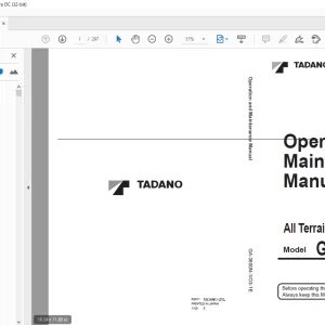 Tadano All Terrain Crane GA-3600N-1 Operation & Maintenance Manual PDF