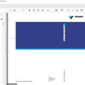 Tadano Crane TR-600EXL Rough Terrain Crane Operation Manual