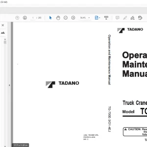 Tadano Forklift Truck Crane TG-700E-3 Operation and Maintenance Manual
