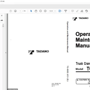 Tadano Forklift Truck Crane TG-800E-3 Operation and Maintenance Manual