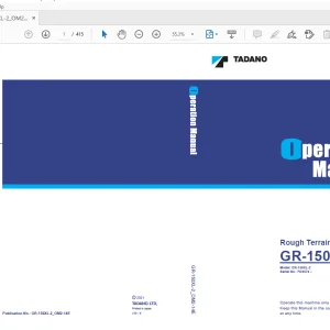 Tadano GR-150XL Rough Terrain Crane Operation Manual - PDF