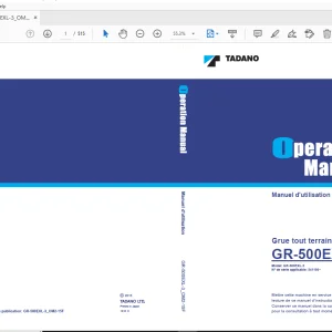 Tadano GR-500EXL Grue tout terrain Manuel d'utilisation - PDF