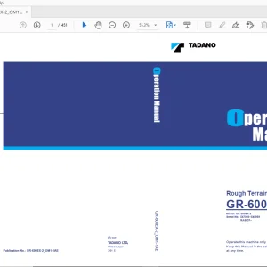 Operator Manual for Tadano GR-600EX Rough Terrain Crane PDF