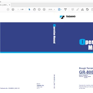 Tadano GR-800EX Rough Terrain Crane Operator Manual PDF