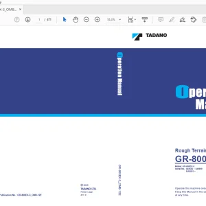 Owner's Manual for Tadano GR-800EX Crane PDF Download