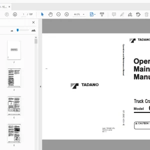 Tadano GT-250C-1 Truck Crane Operation & Maintenance Manual - PDF