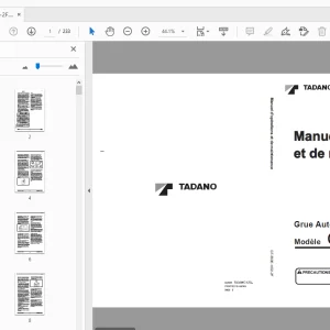 Tadano GT-550E-1 Grue Automotrice Sur Porteur Manuel d'opérations et de maintenance - PDF