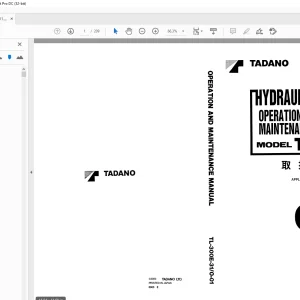 Tadano HYDRAULIC CRANE TL-300E OPERATION AND MAINTENANCE MANUAL