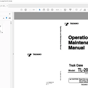 Tadano Hydraulic Truck Crane TL-200E-3 Operation and Maintenance Manual - PDF DOWNLOAD