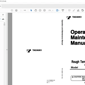 Tadano Rough Terrain Crane TR-100M-1 Operation & Maintenance Manual  PDF