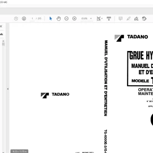 Tadano Self Loader SL-150 GRUE HYDRAULIOUE Operation And Maintenance Manual