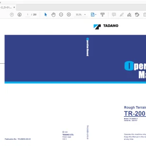 Tadano TR-200EX Rough Terrain Crane Operation Manual 555116 - PDF