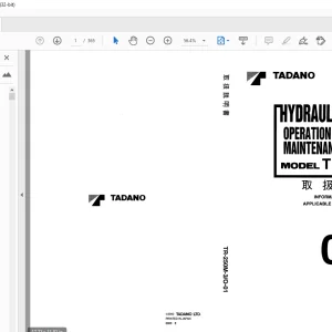 Tadano TR-250M HYORAULIC CRANE OPERATION AND MAINTENANCE MANUAL