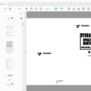 Tadano TR-280E Hydraulic Crane Operation & Maintenance Manual - PDF