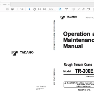 Tadano TR-300EX-3 Rough Terrain Crane Operation & Maintenance Manual - PDF