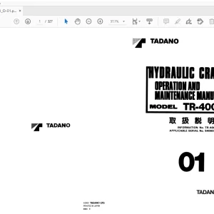 Tadano TR-400E Hydraulic Crane Operation & Maintenance Manual - PDF