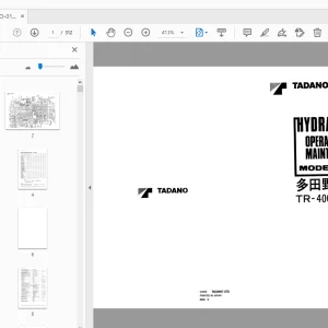 Tadano TR-400E Hydraulic Crane Operation & Maintenance Manual - PDF