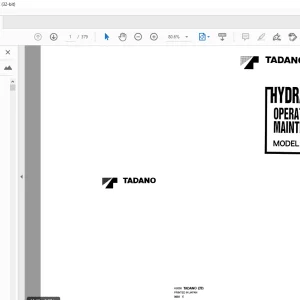 Tadano TR- 400M Hydraulic Crane Operation & Maintenance Manual
